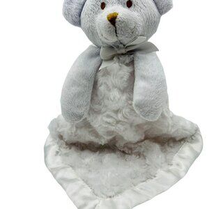 Blankets & Beyond White Bear Baby Lovey Security Blanket‎ Satin Back